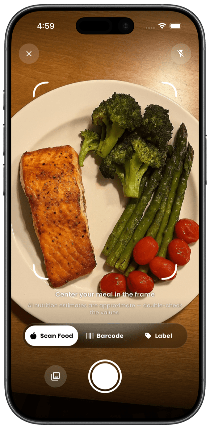 Snap any meal — AI logs it in seconds
